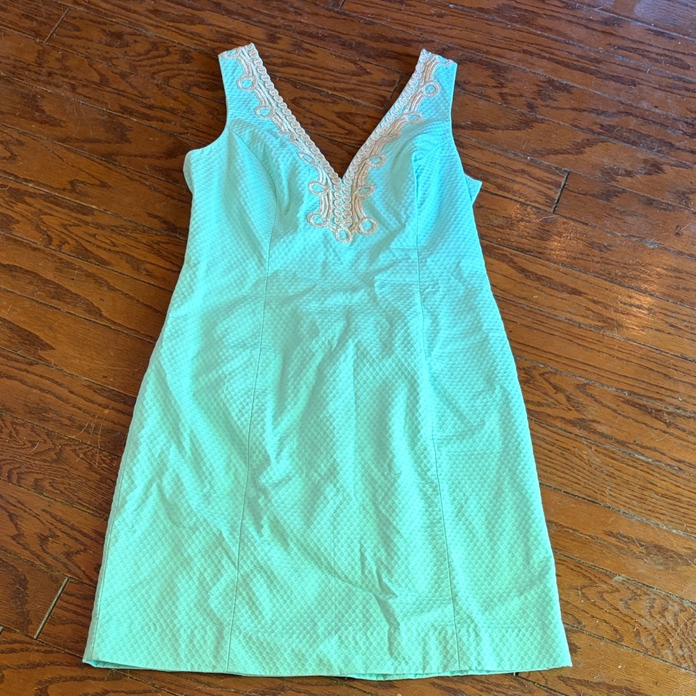 Lilly Pulitzer Mint Green Mini Dress with Cream Lace Trim